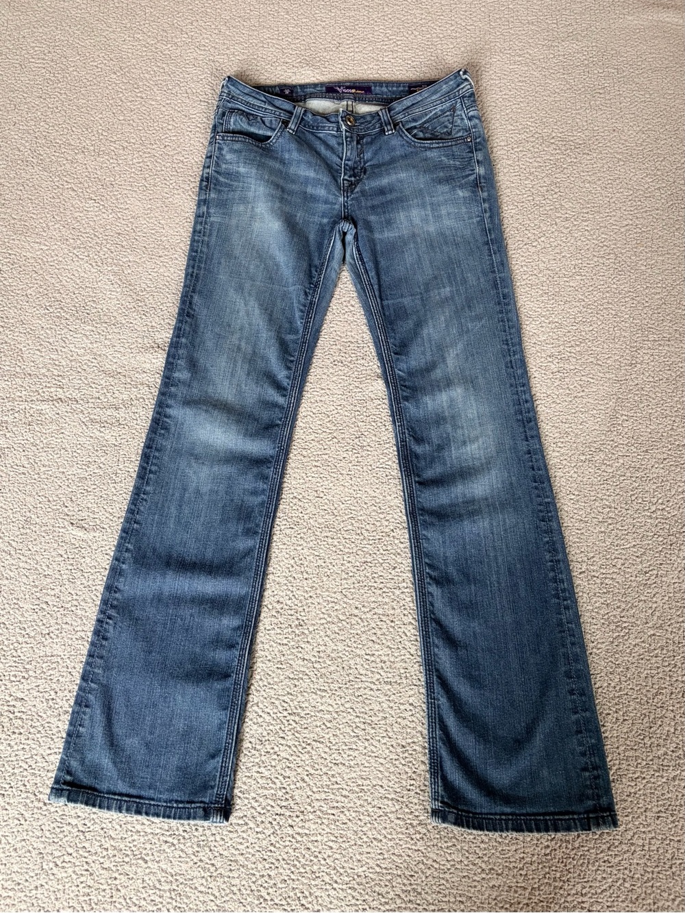 Vintage y2K Boho Low Rise Bootcut Bling Button Jeans Size 5/6 28